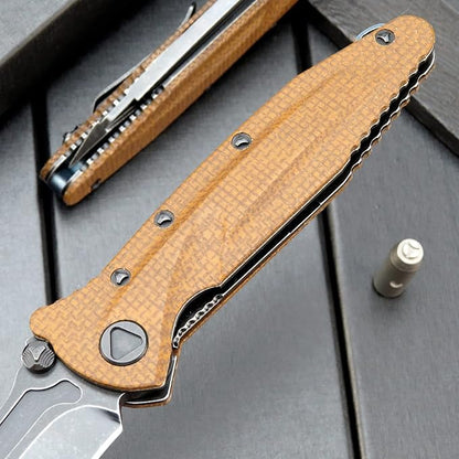 Eafengrow EF55 Pocket Knife Folding Knife G10 Handle D2 Steel Blade Folder EDC Tool Knifes for Working Camping with Clip(Brown)