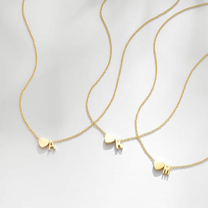 Gold Initial Necklaces for Women Girls - 18K Gold Plated Heart Initial Pendant Necklace Dainty Heart Necklace Tiny Gold Letter Necklace for Women Girls Jewelry Gifts