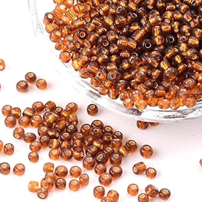 Perlin Glass Seed Beads 4mm 6/0 Round 1100pcs Mini Small Pony Spacer Beads Kit for Jewelry Making Earrings Bracelets Pendants Waist DIY Handmade (Dark Brown Silver Lined)