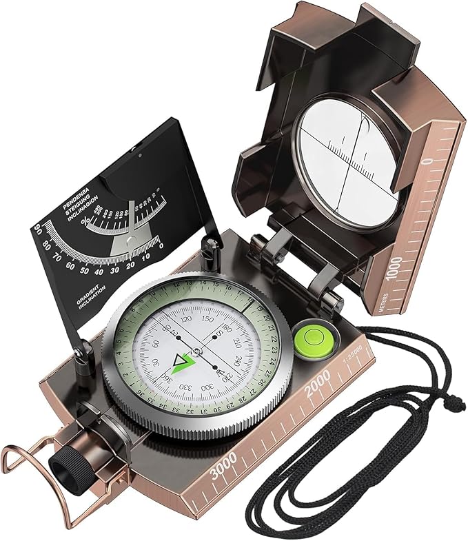Proster IP65 Compass Hiking Survival - Lensatic Sighting Compass for Camping Navigation, Compass with Clinometer & Carry Bag for Camping Hunting Hiking Geology Activities