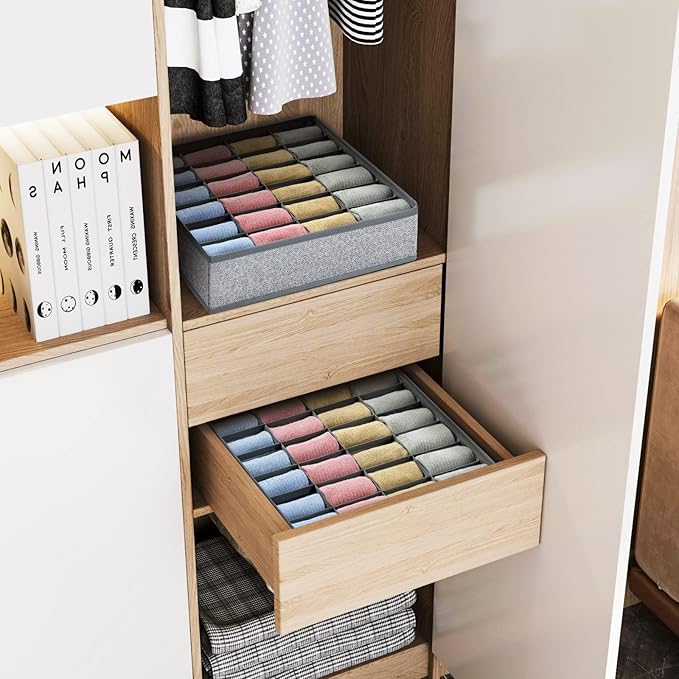 Joyoldelf Sock Drawer Organizer Underwear Organizer, 24 Cell Collapsible Closet