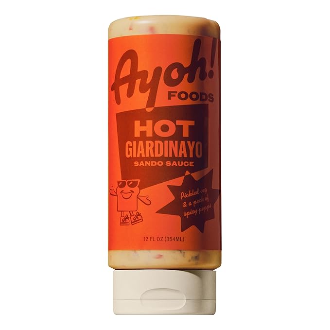 Ayoh Foods, Sando Sauce, Sandwich Sauce, (1-12 Ounce Bottle) - Creamy & Flavorful, Perfect for Sandwiches, Wraps & Dips, Created by Molly Baz (Hot Giardinayo)
