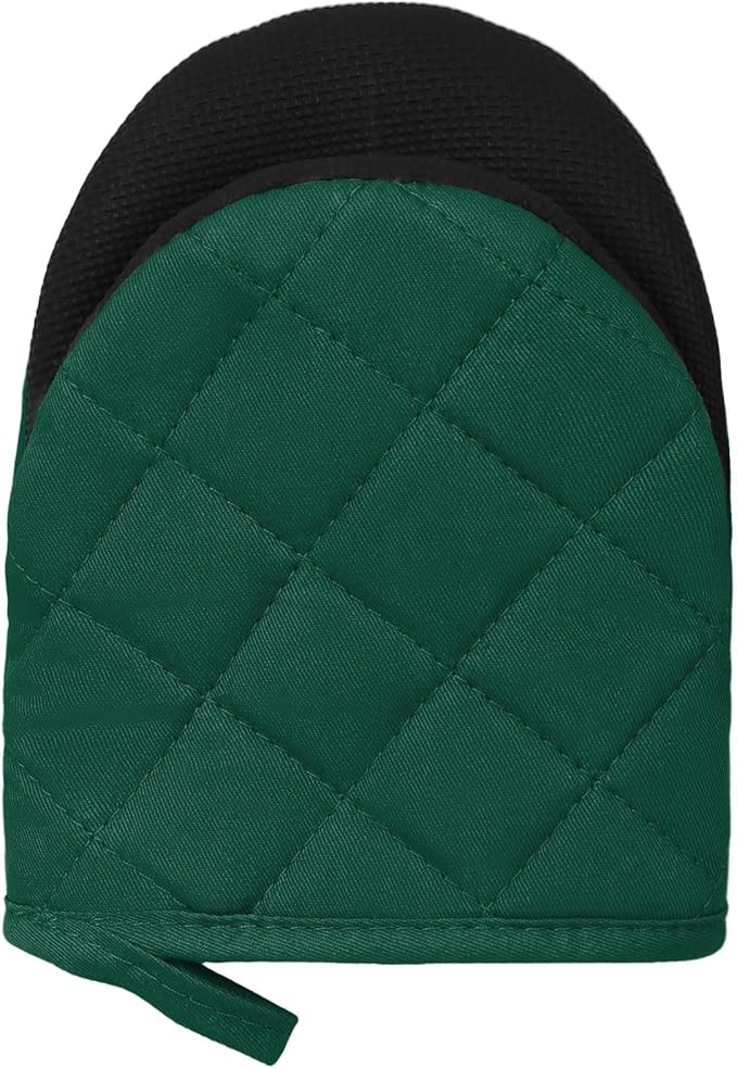 Short Oven Mitts, Heat Resistant 500°F, Silicone Grip Kitchen Gloves, Non-Slip