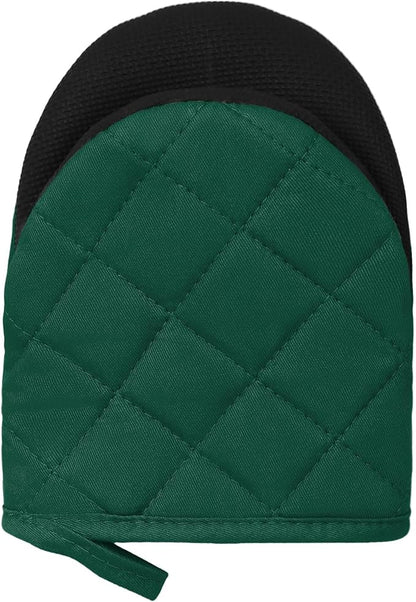 Short Oven Mitts, Heat Resistant 500°F, Silicone Grip Kitchen Gloves, Non-Slip