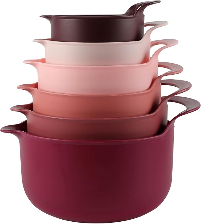 COOK WITH COLOR Nesting Plastic Mixing Bowl Set with Pour Spouts and Handles