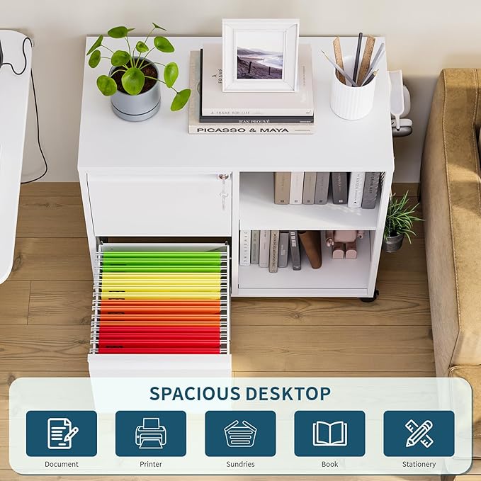 MIIIKO 2 Drawer File Cabinet on Wheels, Metal Filing Cabinets