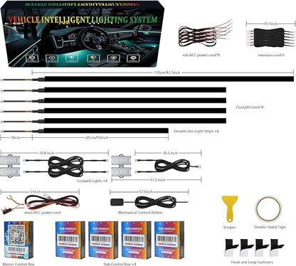New Version Dreamcolor Acrylic Car Interior Lights 10 in 1 RGB LED Strip Lights