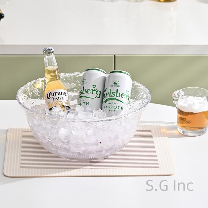 S.G Premium Quality 2 Gallon / 8 Quart Clear Plastic Punch Bowl