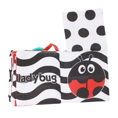 Sassy Peek-a-Boo Activity Book with Attachable Link for On-The-Go Travel, Sensory Play, Black & White, Ages 0+ Months (Pack of 12)