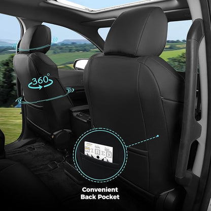 Customized for Toyota Sienna Seat Covers 2021-2026 Sienna 7 Seats 3 Row, Leather Car Seat Covers Waterproof Seat Covers Full Set for Cars, Car Seat Protectors, Airbag Compatible(Black)