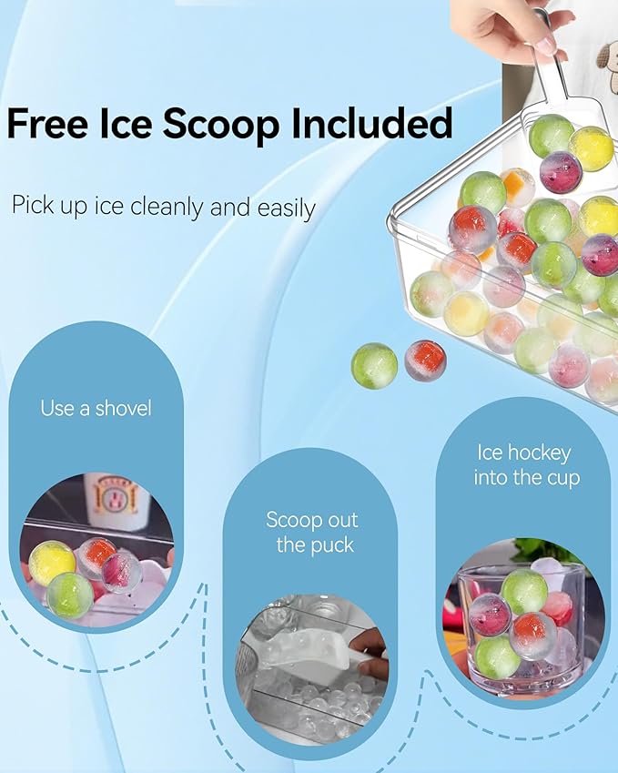 Ice Cube Trays with Lid and Bin, BPA-Free Mini 0.75 Inch Sphere Ice Molds
