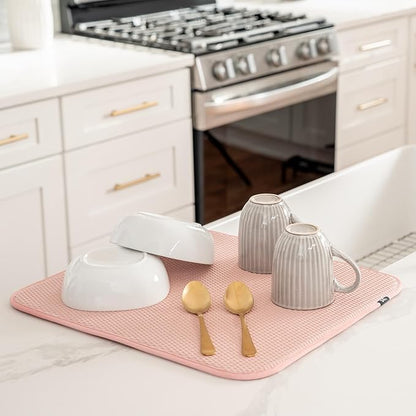 S&T INC. Dish Drying Mat, 16” x 18”, Absorbent Microfiber Kitchen Counter Mat