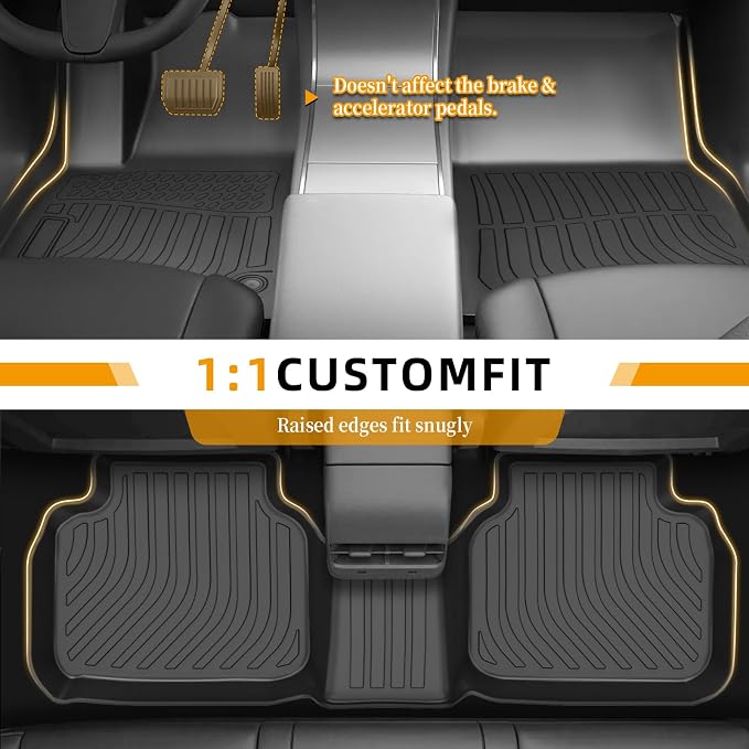 Floor Mats for Dodge Journey 2011 2012 2013 2014-2016 2017 2018 2019 2020, TPE 2015 Journey Floor Mats 1st & 2nd Row, TPE Waterproof Summer Winter Non-Slip All Weather Floor Liners Car Accessories
