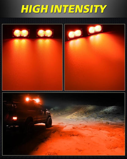 Red LED Pods 3" 40W Diffused CREE LED Pod Lights | Red LED Chase Light Bars Fishing Hunting Emergency Safety Signal Trailer Lights for Truck Pickup Tractor Van Boat UTV