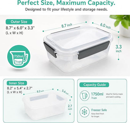 YORY 7 cup Plastic Food Storage Containers
