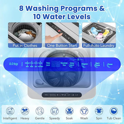 COSTWAY Portable Washing Machine, 11 LBS Full Automatic Portable Washer