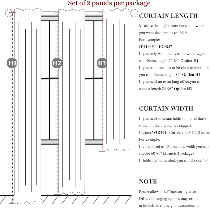 Black Out 96 Inch Long Boho Curtains 2 Panel Set, Farmhouse Curtains