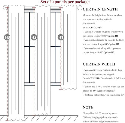 Black Out 96 Inch Long Boho Curtains 2 Panel Set, Farmhouse Curtains