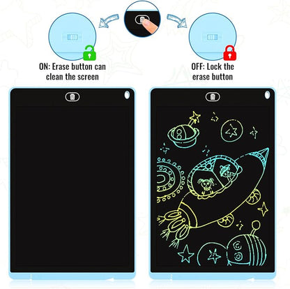 2 Pack 12 Inch LCD Writing Tablet for Kids, Electight Colorful Doodle Board, Eye Protection Drawing Tablet with Lock & Erase FUNC, Birthday Gifts Education Toys for 3-8 Years Old Boys and Girls - Blue