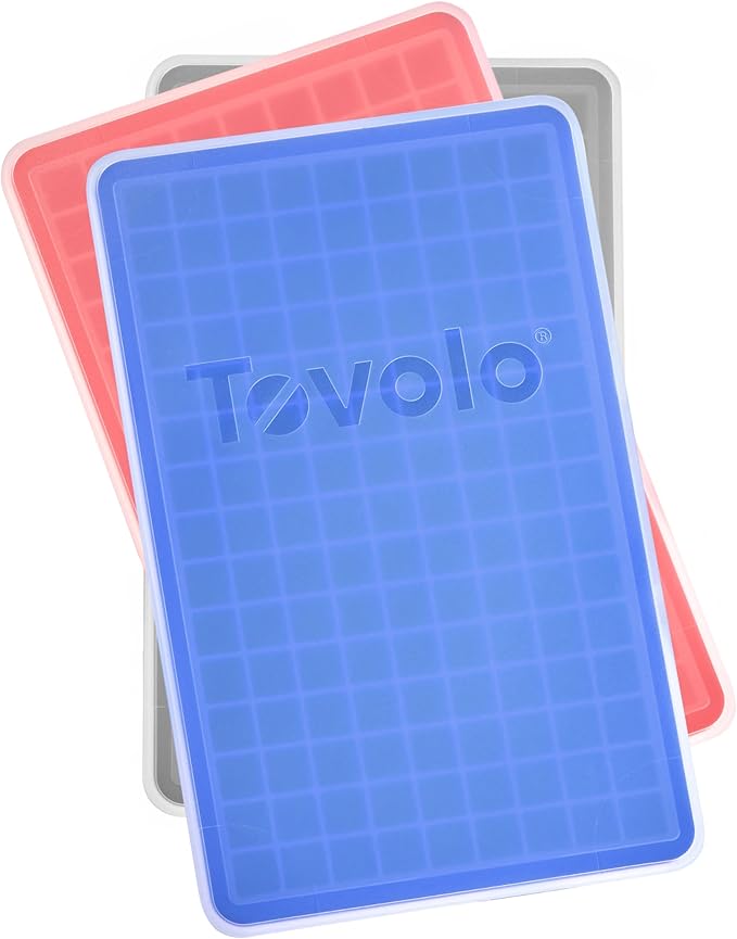 Tovolo Mini Ice Cube Tray with Lid Set of 3 Assorted Colors Small Ice Maker