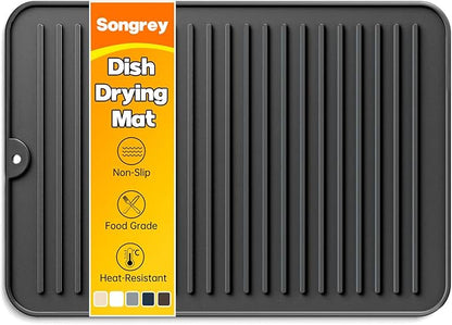 Songrey 14" x 10" Silicone Dish Drying Mat, Kitchen Counter Drying Pad