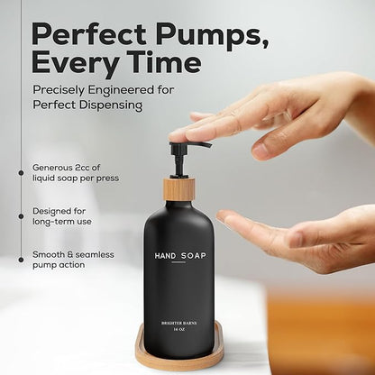 Black Glass Hand and Dish Soap Dispenser Set by Brighter Barns