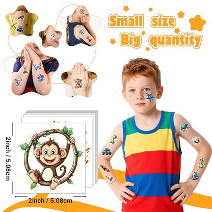 Glow in Dark 3D Temporary Tattoos for Kids, 117 Unicorn Mermaid Truck Dinosaur Space Cartoon Animal Waterproof Fake Tattoos, Luminous Small Stickers for Boys Girls Birthday Party Favor