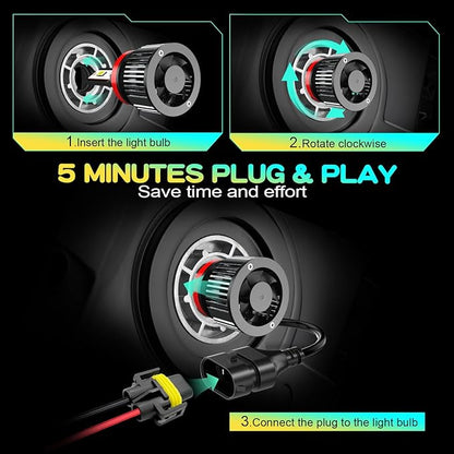 Compatible for Nissan Sentra 2013 2014 2015 2016 2017 2018 2019 2020 2021 2022 2023 High and Low Beams, or Fog Lights, 6500K White Powersports Light Bulbs, Plug n Play, for Off-Road Use, Pack of 4