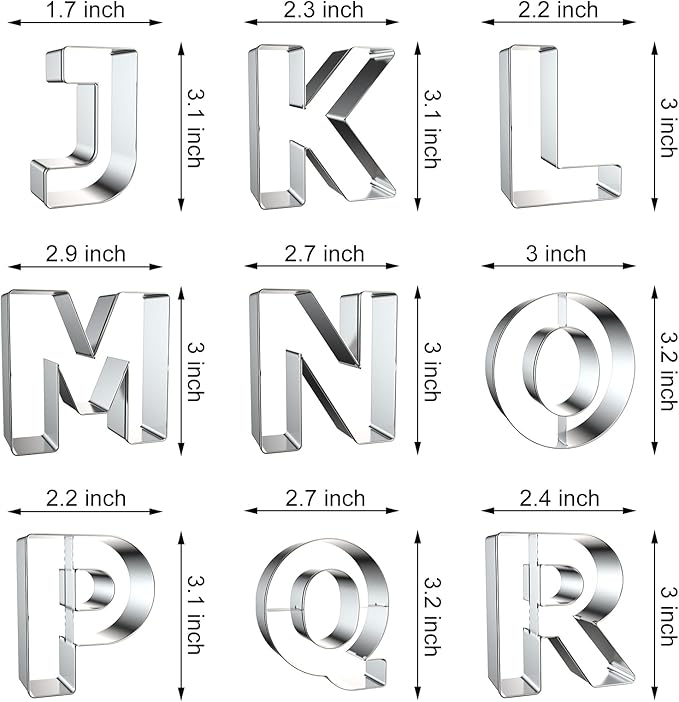 Alphabet Letter Cookie Cutters Shapes Large 3 Inch