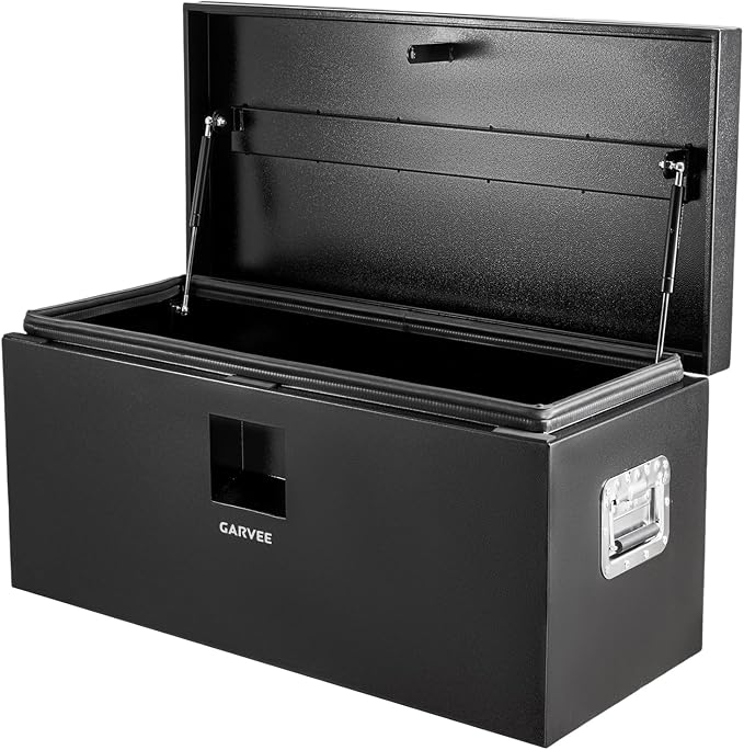 Garvee 30 in Black Steel Truck Bed Tool Box, Trailer Tongue Box, Truck Storage Organizer Tool Chest For Truck Bed, RV, Trailer