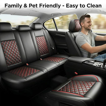 Car Seat Covers Compatible with Hyundai Palisade 2020-2026 - Waterproof & Breathable Luxury Leather All-Weather Seat Cushions Protectors, Airbag Compatible, Only 2 Front seat Covers (Redline)