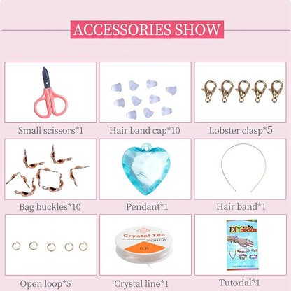 Jwxstore Beads for Girls Toys Kids Bracelets Making Kit Bead Art and Craft Kits DIY Bracelets Necklace Hairband and Rings Toy Making Kit for Age 4 5 6 7 8 9 10 11 12 Year Old Girl Christmas Gifts