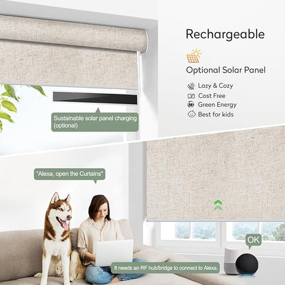 ZSHINE Motorized Blackout Window Blinds Customize Width Remote Control Wireless