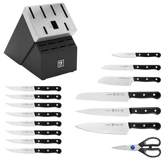 HENCKELS Solution Razor-Sharp 16-pc Knife Set, Chef Knife, Bread Knife, Steak Knife, German Engineered Informed by 100+ Years of Mastery