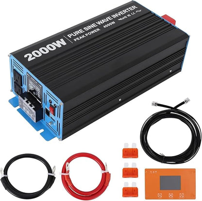 2000W Pure Sine Wave Inverter, 1 USB Port 5v/2.1a, LCD Display&Remote Controller