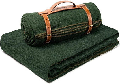 ONETIGRIS Wool Blanket, Camping Wool Blanket–Large, Cozy, Washable,Great for Camping,Outdoors,Car,Sporting Events, Bushcraft Survival Kits 64in x 87in