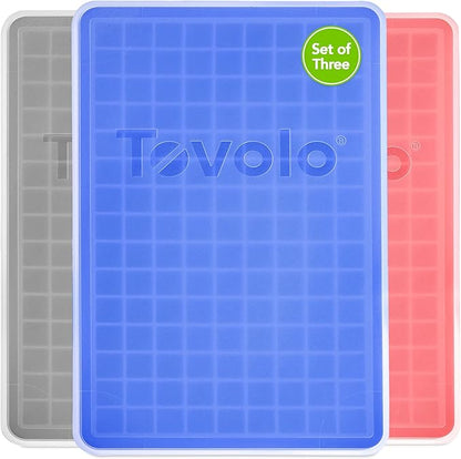 Tovolo Mini Ice Cube Tray with Lid Set of 3 Assorted Colors Small Ice Maker