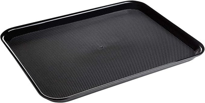 Rectangular Plastic Serving Trays,Fast Food Serving Cafeteria Trays,17"X13",Set of 6 (Black)