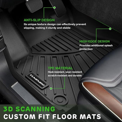 Floor Mats for 2011-2016 Hyundai Elantra All Weather TPE Floor Liners Custom Fit for Elantra 2011-2016 1st & 2nd Row Anti-Slip Full Set Car Mats(Not Fit GT or Touring Models)