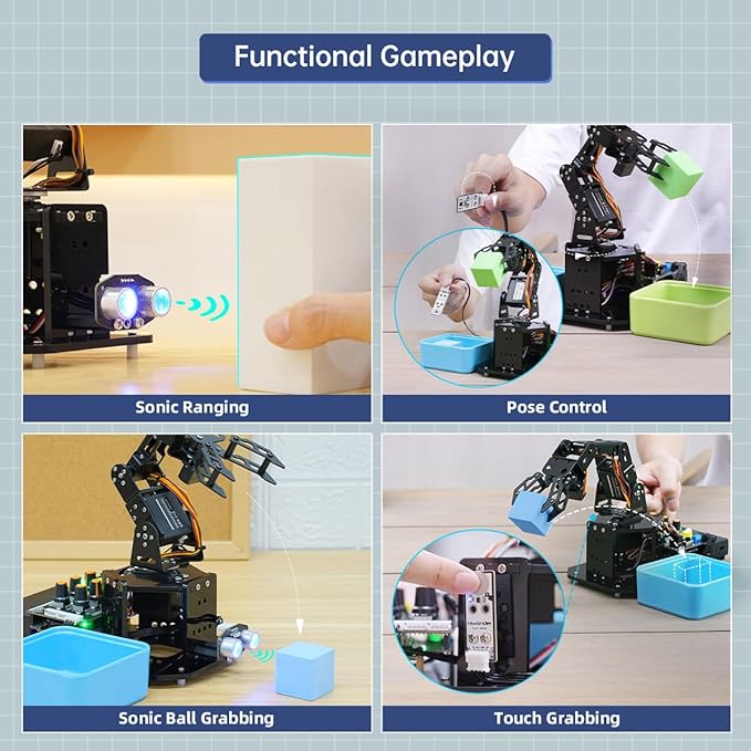 Robotic Arm with Arduino 5DOF/Axis AI Smart Robot Arm Open Source STEM Educational Building Robotics & Engineering Kits, Science/Coding/Programming Set, miniArm Starter Kit