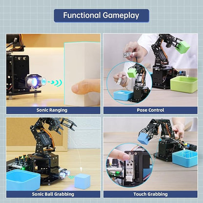 Robotic Arm with Arduino 5DOF/Axis AI Smart Robot Arm Open Source STEM Educational Building Robotics & Engineering Kits, Science/Coding/Programming Set, miniArm Starter Kit
