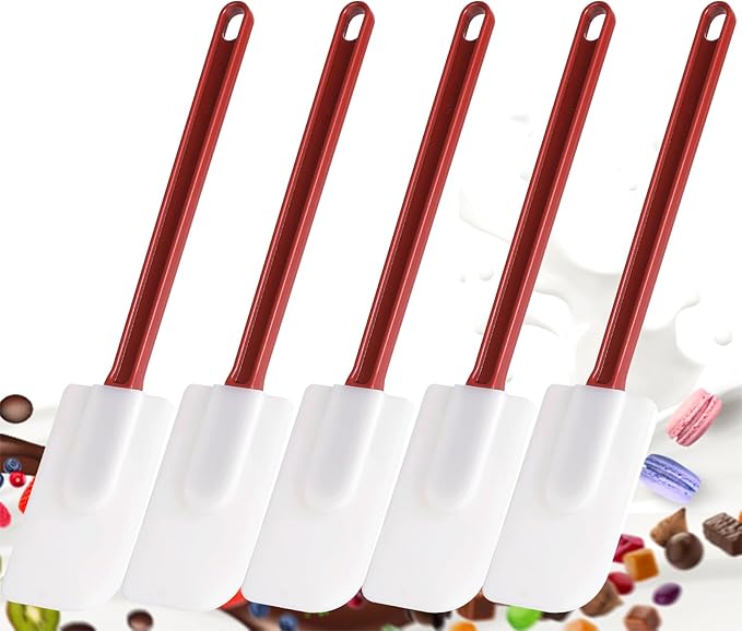 Flexible Rubber Spatulas 5PCS, Silicone Spatula Set, Soft Rubber Spatula Scraper 9.5 Inches, Commercial Spatula, Silicone Rubber Spatula Set Resistant to 500℉ (5 Scrapers 9.5")