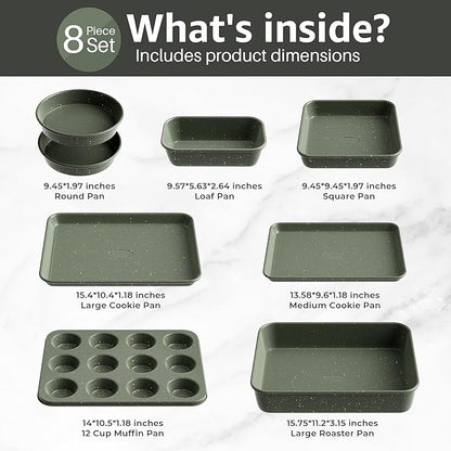 8-Piece Nonstick Bakeware Set, Stackable Oven Pan Set Includes Baking Sheet