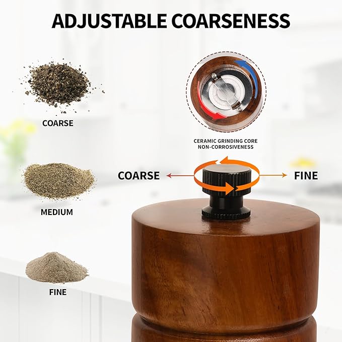 Salt and Pepper Grinder Set, Manual Salt Pepper Mills Grinders