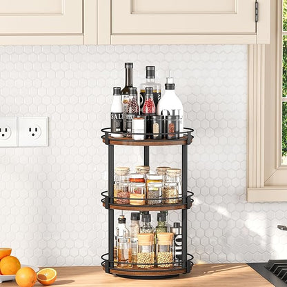 Snughome Lazy Susan Organizer, 3 Tier Rotating Spice Rack, Turntable Lazy Susan