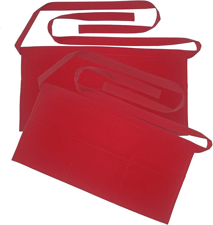 Resist water 3 big Pockets Waist Server Apron Kitchen Restaurant Unisex Half