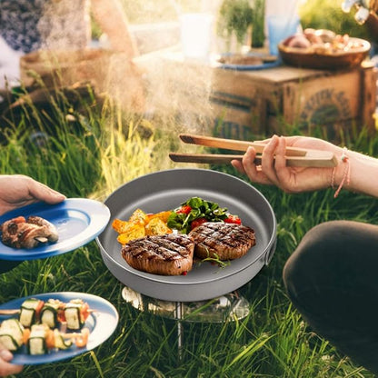 Lixada Ultralight Titanium Frypan Outdoor Camping Hiking Picnic Cooking Frying Pan 750/1000ML with/Without Handle