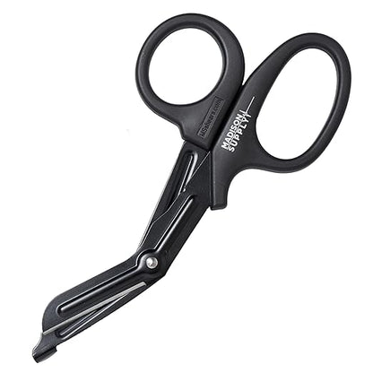 Madison Supply 7.5 Inches Premium Stainless Steel Nurse Scissors - Non-Stick Coated Blades Medical Scissors - Durable Fluoride-Coated Trauma Shears - Black