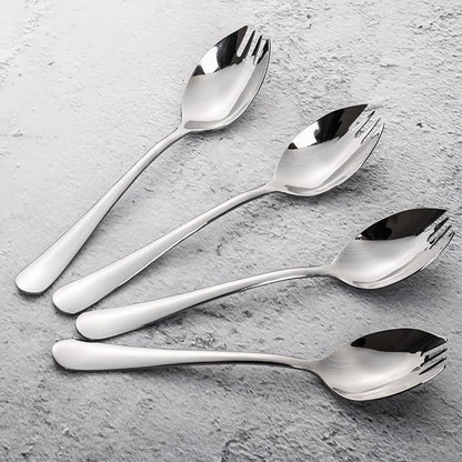 Alata Sporks, 4-Pack Food-grade Stainless Steel Sporks, 7.4 Inches Long Handle Salad Forks For Dessert, Ice Cream, Salad, Soup, Noodle, Spaghetti, Dishwasher Safe