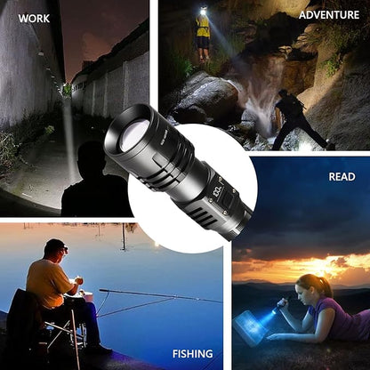 Rechargeable LED Flashlights 10000.00 High Lumens,?Ÿ�?ŸŽ?Ÿ�?Ÿ“ ?��?�ž?�° High Powered Waterproof Tactical Flashlight Spotlight Flashlight for Home, Bright Flashlight Black for Outdoor Camping Emergency